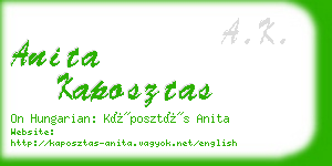 anita kaposztas business card